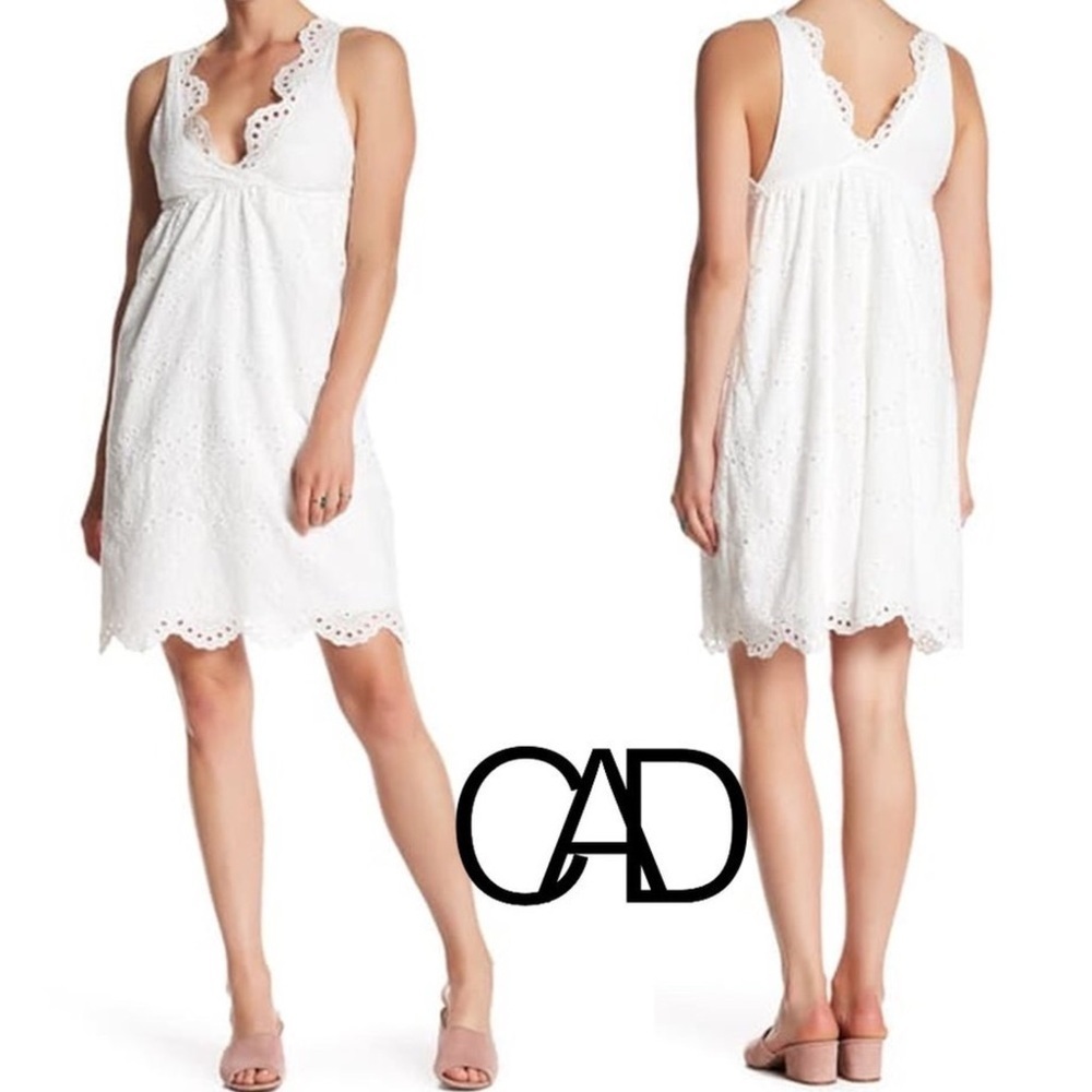 Nordstrom CAD White Eyelet Sleeveless Lined Dress | Size Large